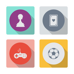 Buttons with shadow. Chess pawn vector icon. Playing card vector icon. Vector Game pad Icon. Football ball vector icon.