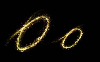 O letter of gold glittering stars dust flourish tail