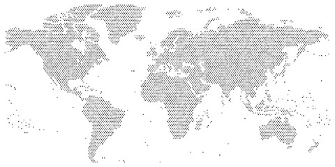 Weltkarte aus Punkten mit unterschiedlichen Größen im Detail
