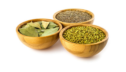 Indian dhaniya seeds, bay leaves and cumin