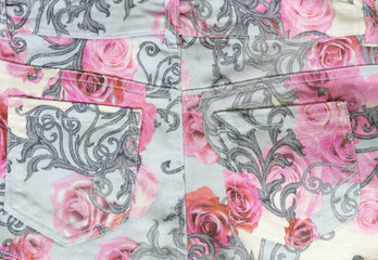 The pattern on the fabric jean