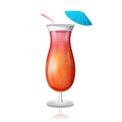 Juicy tequila sunrise drink cocktail in a tall glass with a stri