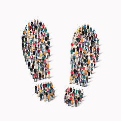 large group  people shape  traces
