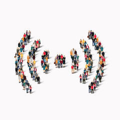 group  people   sign  Wi fi.