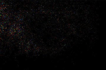 Colorful confetti vector. Grainy abstract  colorful texture on a black background. Design element. Vector illustration,eps 10.
