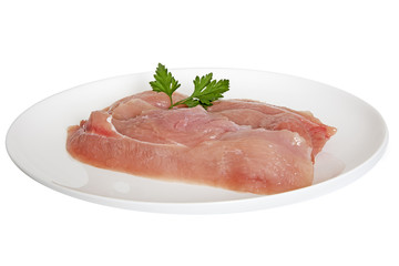 escalopes crues de dinde sur plat