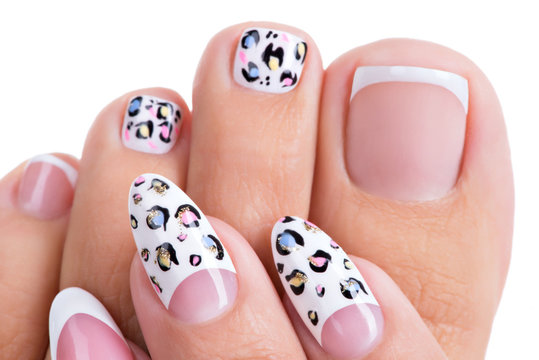 Beautiful woman's nails  with art design on the nails