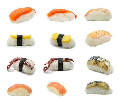 sushi set isolated on white background
