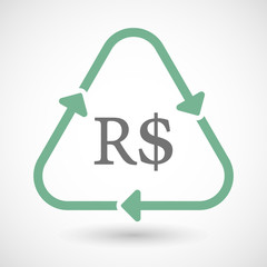 line art recycle sign vector icon with a brazillian real currenc