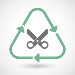 line art recycle sign vector icon with a scissors