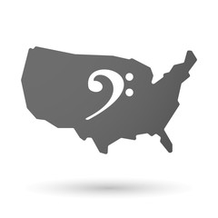 isolated USA vector map icon with an F clef