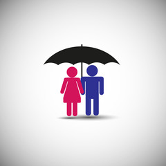 Couple holding umbrella