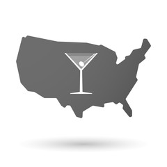 isolated USA vector map icon with a cocktail glass