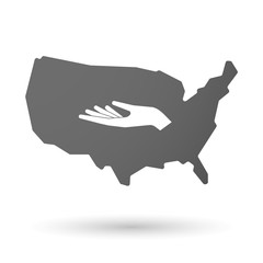 isolated USA vector map icon with a hand offering