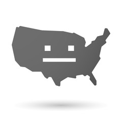 isolated USA vector map icon with a emotionless text face