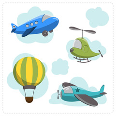 Set of cartoon aircraft