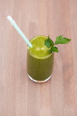 A glass of green smoothie