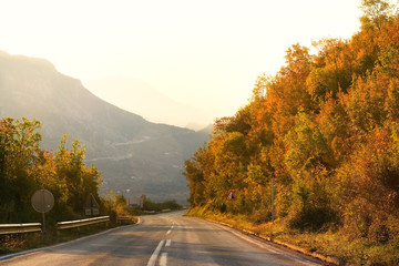 Landscape with the image of mountain road in montenegro