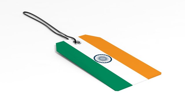 Made In India Price Tag With National Flag, Isolated On White Background.