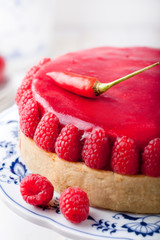 Raspberry and roast bell pepper mousse cake, cheesecake chili 