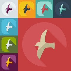 Flat concept, set modern design with shadow sailing
