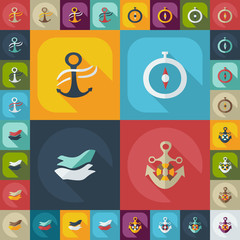 Flat concept, set modern design with shadow sailing