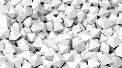 3D white polyhedrons pile abstract background