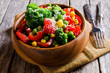 Cooked colorful vegetables