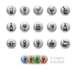 Drinks Icons // Metal Round Series - Vector file includes 5 color versions. 