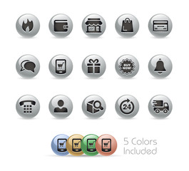 E-Shop Icons // Metal Round Series - Vector file includes 5 color versions. 