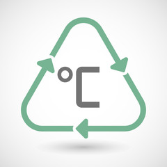 line art recycle sign vector icon with  a celsius degree sign