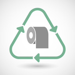 line art recycle sign vector icon with a toilet paper roll