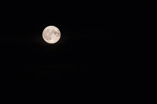 Full Moon At Dark Black Night Sky Background