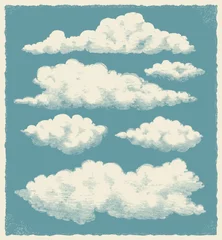 Foto op Canvas Vintage cloud set. Retro sky background vector design © rtguest
