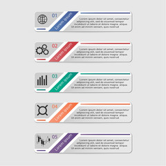 Colorful infographics template for business with 5 options or steps. Vector illustration can be used for infographic, banner, poster, web design, brochure, diagram, graph, presentation and chart