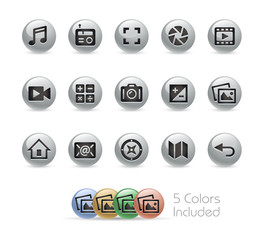 Web and Mobile Icons 5 // Metal Round Series - Vector file includes 5 color versions. 