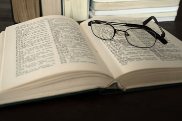 Book Dictionary Japanese Russian with glasses