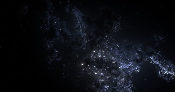 3D Space Flight Around Cold Mysterious Nebula in Space Full 4K