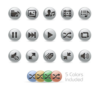 Web and Mobile Icons 7 // Metal Round Series - Vector file includes 5 color versions. 