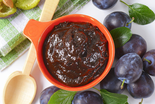Bowl of plum jam