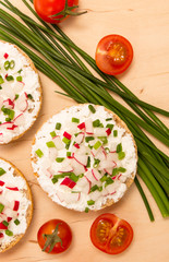 buns with cottage cheese and fresh radish