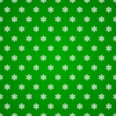 Green seamless background with snowflakes