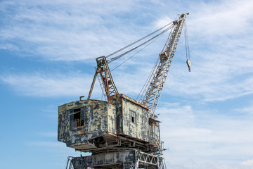 Fototapeta na wymiar Heavy Crane in the Dry Dock 1 at Boston Navy Yard Massachusetts USA