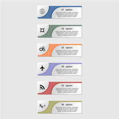 Colorful infographics template for business with 6 options or steps. Vector illustration can be used for infographic, banner, poster, web design, brochure, diagram, graph, presentation and chart