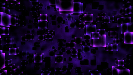 Dark Colored Floating Cubes Illustration - Purple