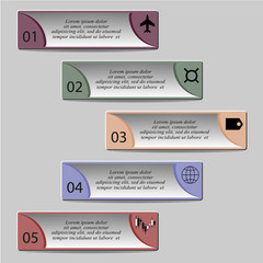 Colorful infographics template for business with 5 options or steps. Vector illustration can be used for infographic, banner, poster, web design, brochure, diagram, graph, presentation and chart