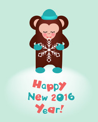 Happy New 2016 Year holiday congratulation card