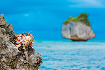 Wedding bridal bouquet made ​​of shells and pearls and other