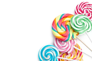 Keuken foto achterwand Snoepjes kleurrijke swirl lolly