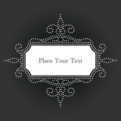 Ornamental, vintage style vector frame with white dots on chalkboard background for invitations, greeting cards, fliers or announcements. Simple to edit.